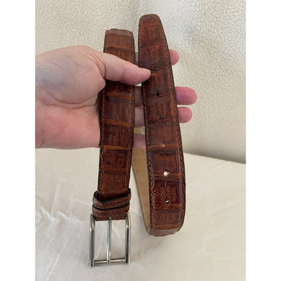 Neiman Marcus Vintage Brown Italian Genuine Crocodile Belt - Size 85/32 - Picture 5 of 13